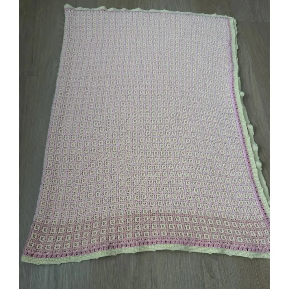 Baby Blanket Handmade Crochet Pink And Yellow 